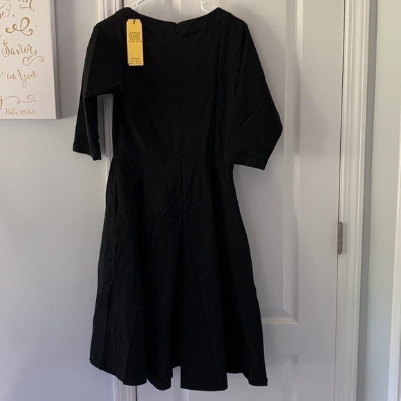 Gown Town fit and flare dress black‎ retro vintage style 1950 NWT bows tailored - Picture 14 of 15